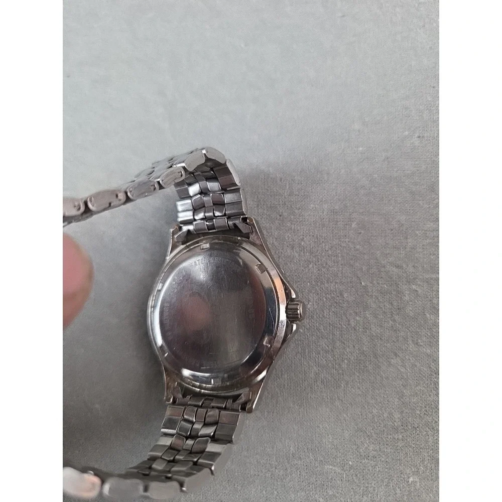 Fossil Blue Mens Watch 35mm Silver Tone Day Date 50M BQ-8779 New Battery 6.75
